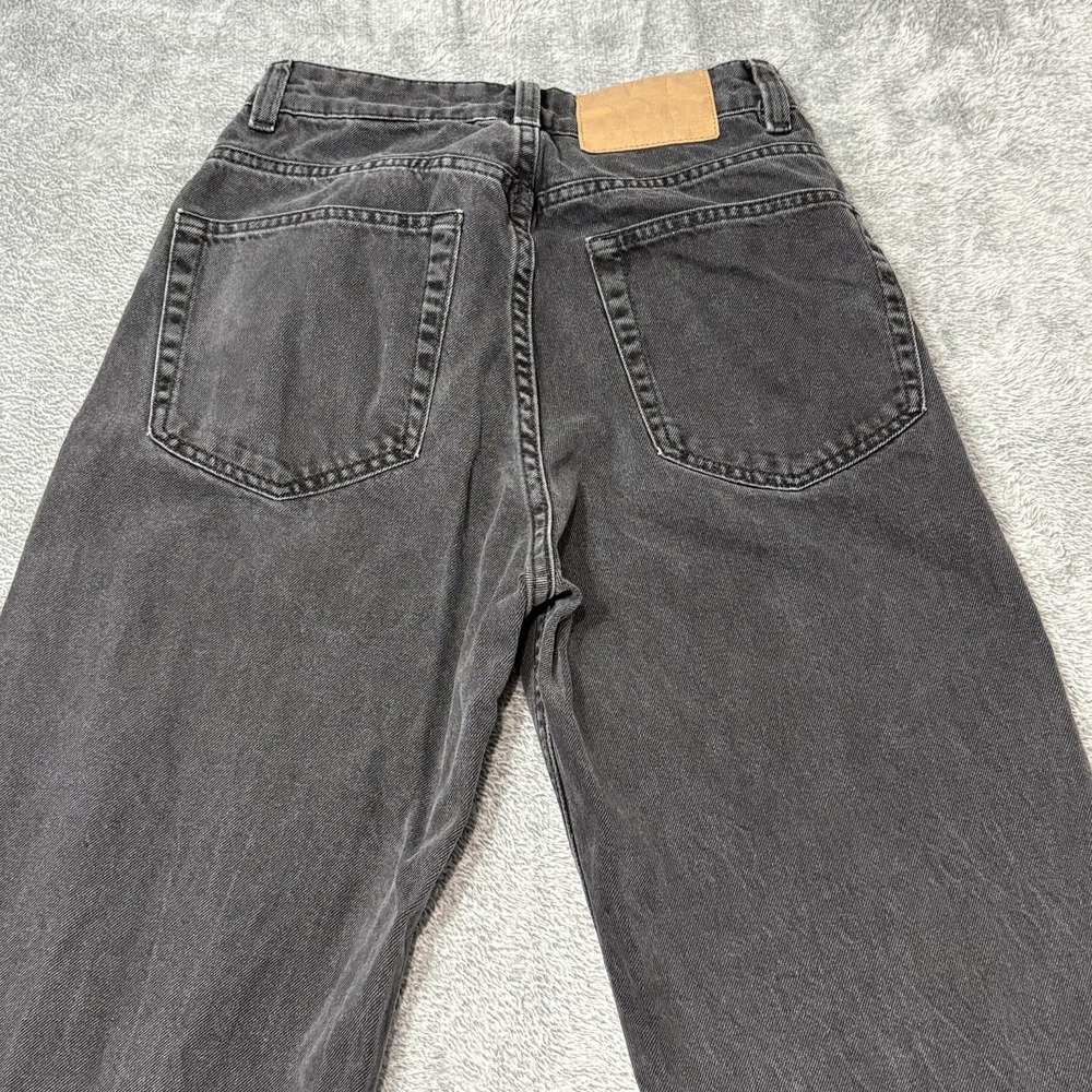 H&M Divided Womens Gray Distressed Wide Leg Jeans Size 4 EU36 Black Denim‎ - Picture 4 of 12